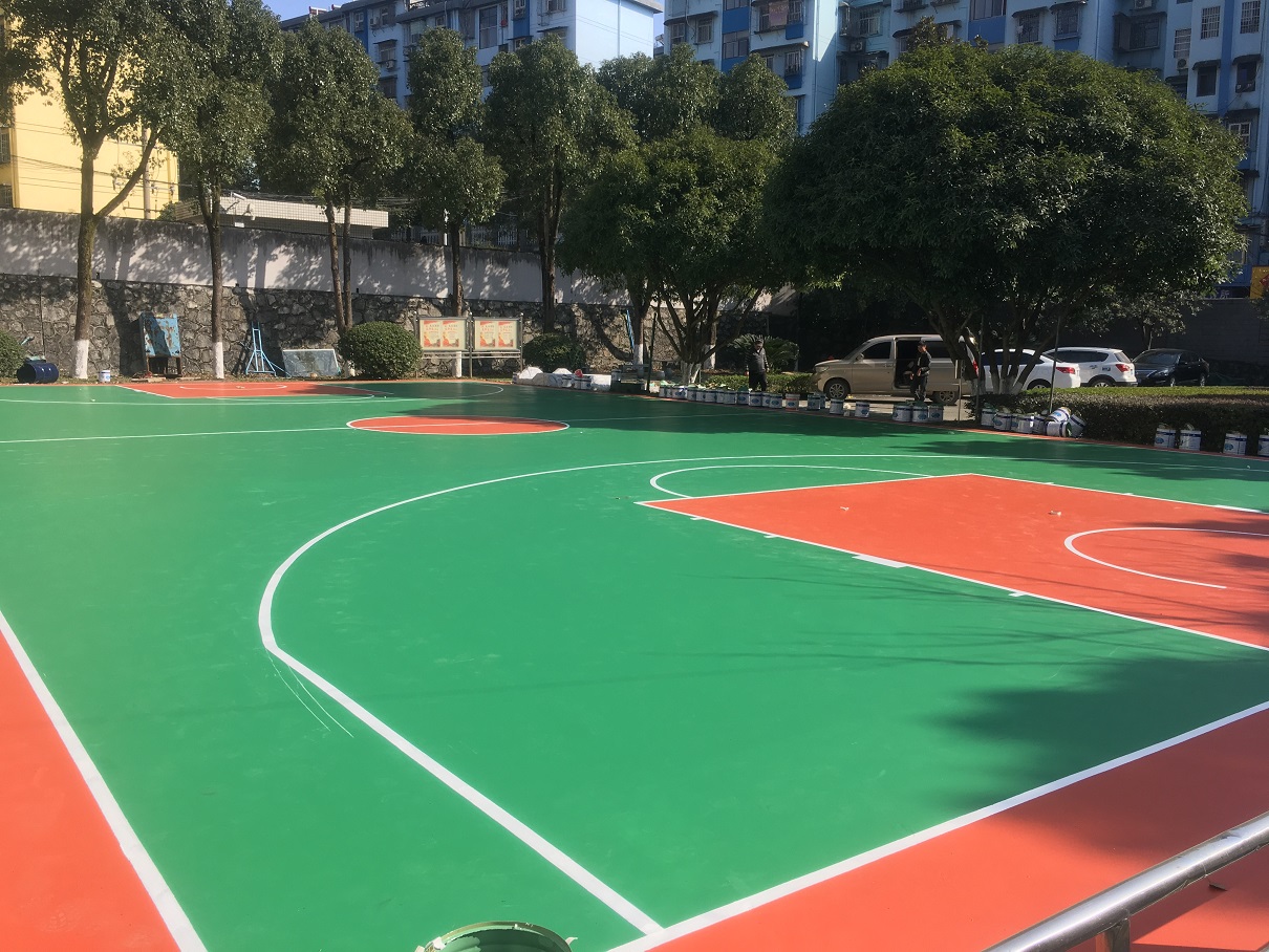 懷化廣鐵單位硅pu籃球場施工完成